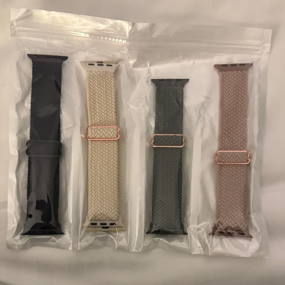4 pack of Braided Apple Watch Bands - Black, Cream, Olive, Blush